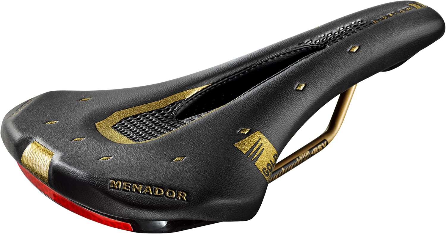 Sella Montegrappa Menador Air Flow da Bici per Uso Racing Ebike-Mtb-Gravel in Memory Foam Nero/Gold Limited Edition