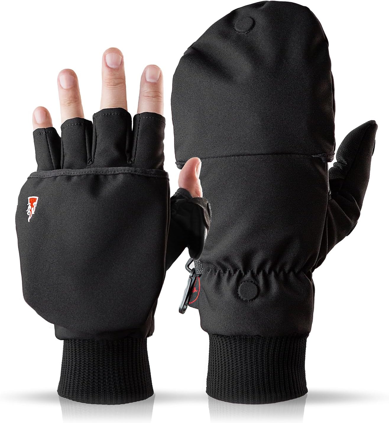 THE HEAT COMPANY - Heat 2 Softshell - guanto senza dita e muffola in uno - qualità premium - guanti invernali caldi e guanti da ciclismo - contro il freddo durante lo sport e il lavoro