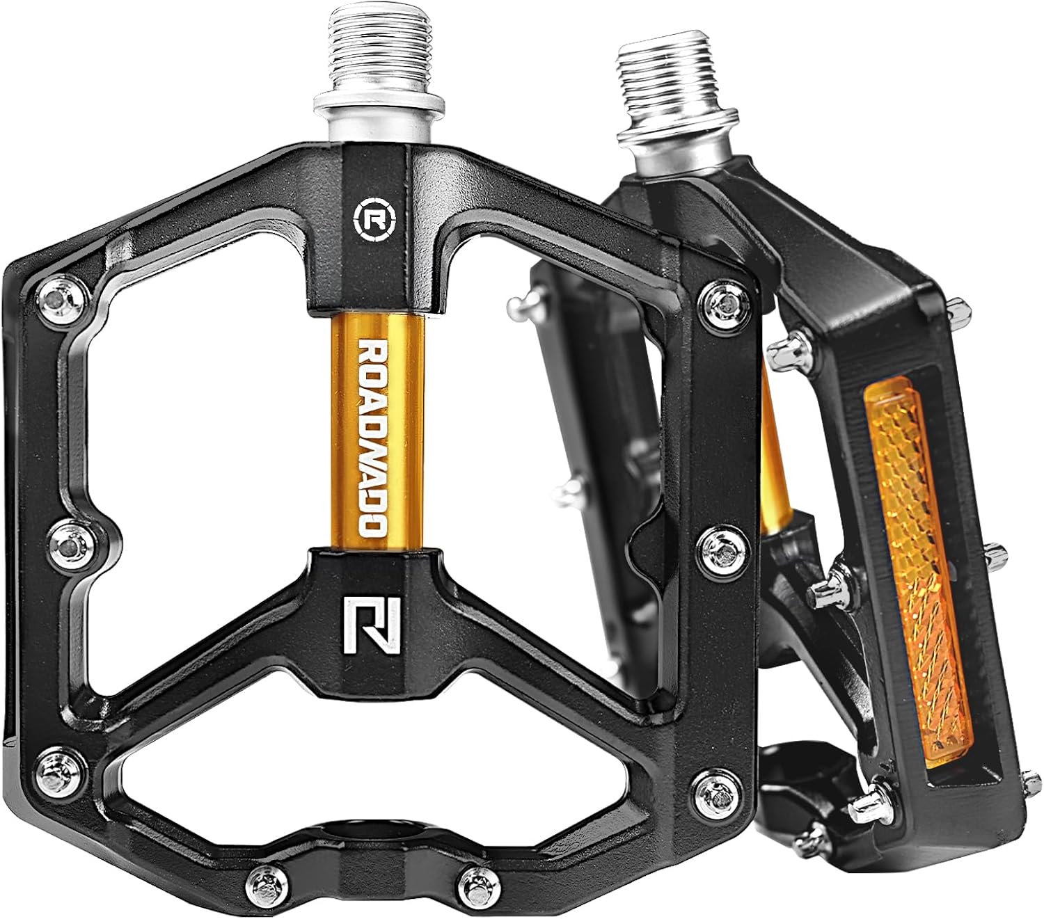 ROADNADO Pedali MTB Pedali per Bicicletta con Riflettori CNC Lega di Alluminio Pedali Bicicletta antiscivolo Ultraleggeri Pedali per Mountain Bike MTB BMX Pedali per Bici da Strada 9/16 Pollice